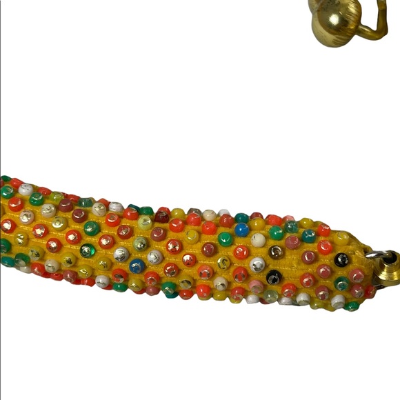 Beautiful Vintage orange flower bead purse beaded 1970s - Picture 10 of 12